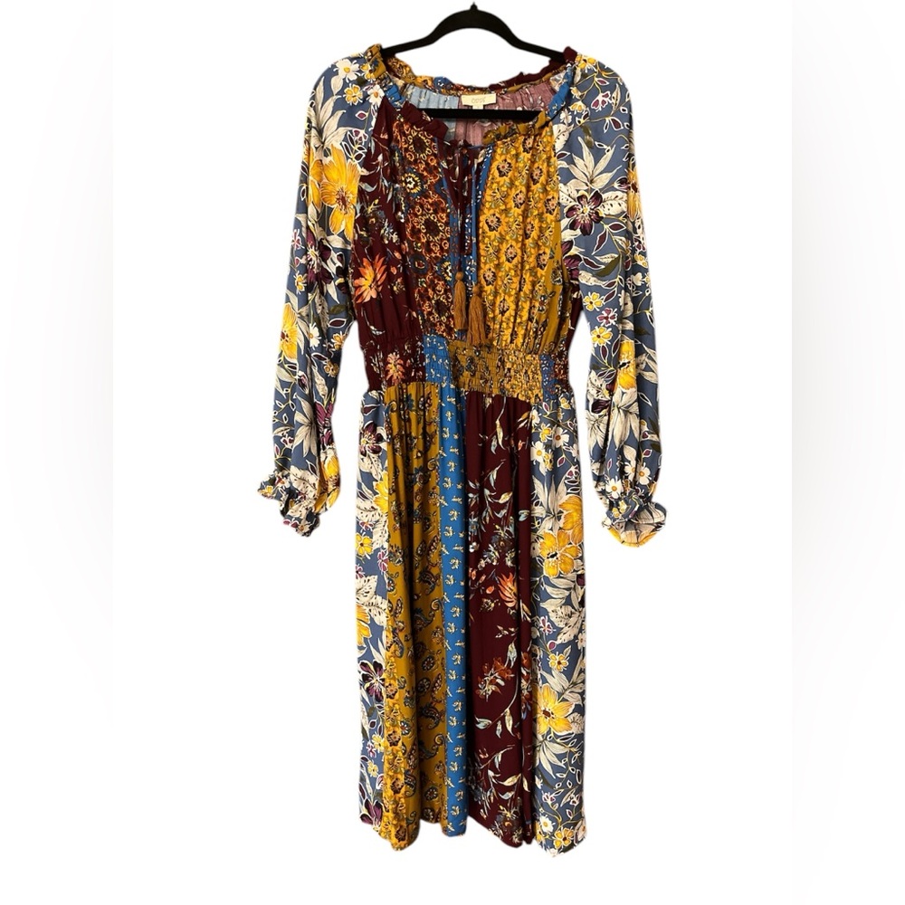 Oddy floral mixed print boho midi dress nwt